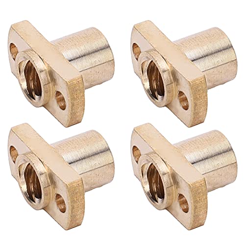 8mm Trapezoidal Nut, 4Pcs Trapezoidal Nut, Nut Trapezoidal Screw 3D Printer Parts T8 Brass H Flange Hardware Fasteners 3