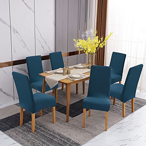 Sufdari Teal Green Stretch Dining Room Seat Covers - Set of 4, Soft Parsons Chair Covers, Removable Spandex for Kitchen Chairs - Image 2