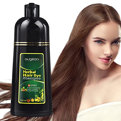 Chestnut Brown Augeas Hair Dye Shampoo Hair Color Shampoo For Hair Instant 3 In 1 For Women And Men, Herbal Ingredients 500Ml #TOP6
