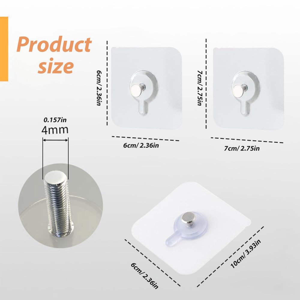 Kruggo Ganchos adhesivos sin taladro, ganchos de pared para colgar fotos, sin clavos, ganchos de pared adhesivos para cocina, baño, hogar (12 unidades, 2.36 x 2.36 pulgadas)