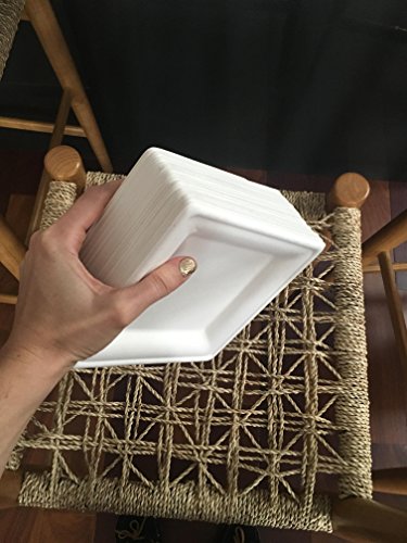 Susty Party 6-Inch Compostable Square Plates (50-Count), Sugarcane Heavy Duty Disposable Biodegradable Plate For Dessert, White #TOP4
