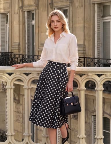Image of Belle Poque Women's Midi Pleated A-Line Skirts Pockets