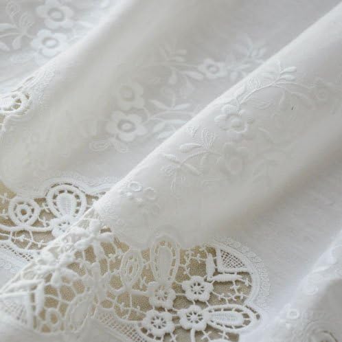 53 inches Width Off- White IRIZ Retro Cotton 3D Embroidery Floral Lace Fabric by The Yard