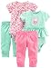 Simple Joys by Carter's Baby Girls' 4-Piece Bodysuit and Pant Set, Pink Floral/Mint Owl, 6-9 Months