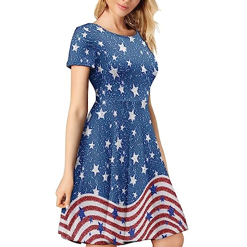Image of Biyejit Women's Summer Casual Short Sleeve T-Shirt Swing Dress Crew Neck Plus Size S-4XL