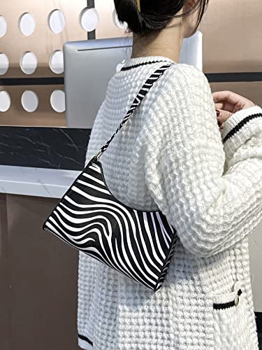 WDIRARA Women's Zebra Print Shoulder Bag Purse Small Zipper Handbag4