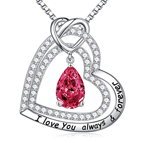 Iefil Mothers Day Gifts Jewelry, Sterling Silver Birthstone Jewelry July Red Ruby Necklace Mothers Day Gifts Anniversary Jewelry Gifts 80Th Birthday Gifts For Grandma Mom Wife Girlfriend #TOP21