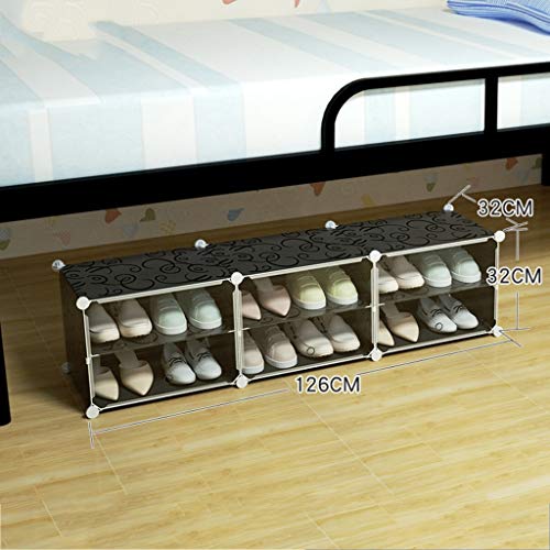 WEWE Ahorro De Espacio Zapatero,Armario Entrada Almacenamiento Zapateros Compacta Zapateras Sólida Y Estable-Negro 126x32x32cm(50x13x13inch)
