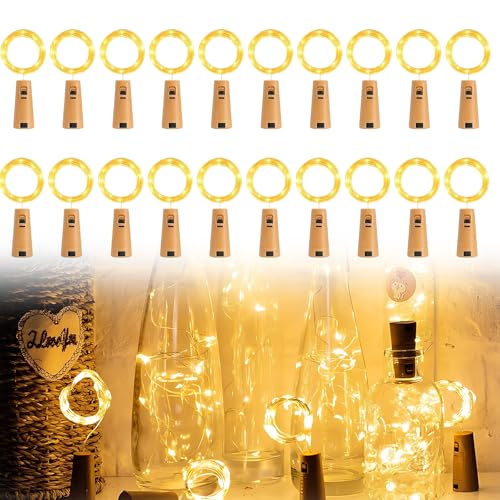 EujRcf Bottle Lights 20pcs 2m 20 Wine Bottle Lights with Cork for Birthday