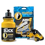 ATX Men's Head Shaving Basics Bundle with 8oz HeadSlick Cream, Razor, Blade Refills - Close Shave...