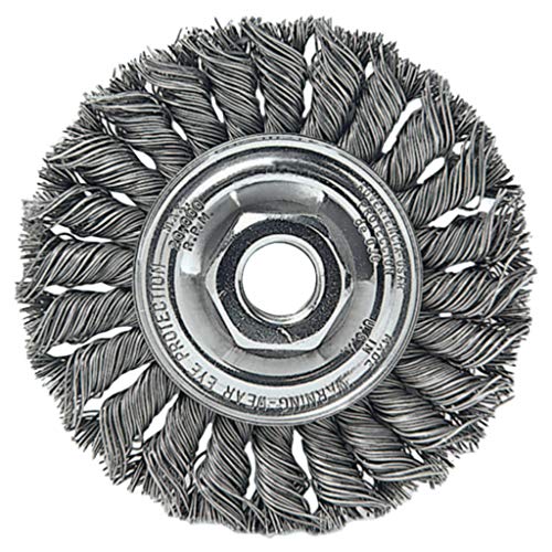Weiler 08105 6" Standard Twist Knot Wire Wheel, .023" Steel Fill, 5/8"-1/2" Arbor Hole, Made in the USA