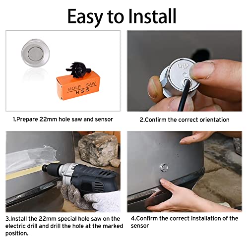 Image of Wireless Parking Sensor, Reverse Radar System with 4 Car Backup Sensors, Wireless LED Distance Display with Sound Warning + 4 Flit Red Color Car Parking Sensor for Auto Vans RV Trailer
