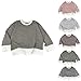 Toddler Kids Fake Two-Piece Long Sleeve T-Shirt Casual Striped Crewneck Loose Pullover Tee Tops for Boys Girls 1-10 Years