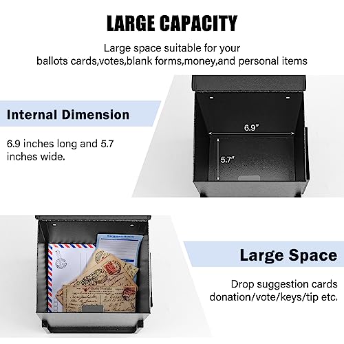Xydled Suggestion Box With Key Lock Acrylic Sign Holder, Metal Donation Ballot Drop Box With Slot Tip Jar For Office, Fundraising, Church, School, With 50 Free Suggestion Cards,8.9''X7.1''X6.3'', Black #TOP5
