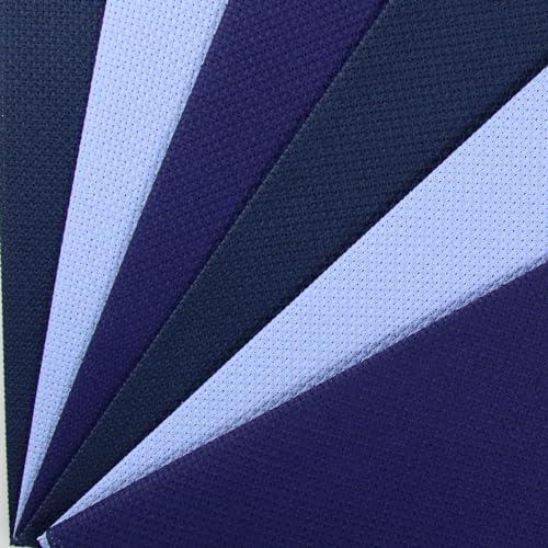 Image of KCS 6 pc of 12 inch x 18 inch(30cmx45cm) 14CT Counted Cotton Aida Cloth Cross Stitch Fabric (Light Blue+Royal Blue+Navy Blue)