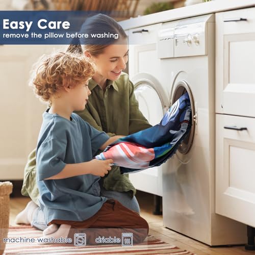 Schlafsack Kinder mit Kopfkissen Reißverschluss, Faltbare Kinderschlafsack mit Kissen Abnehmbar für Mädchen Jungen, Leicht Reinigen Schlafsack für Outdoor Indoor Camping, 150×60cm (Astronauten)