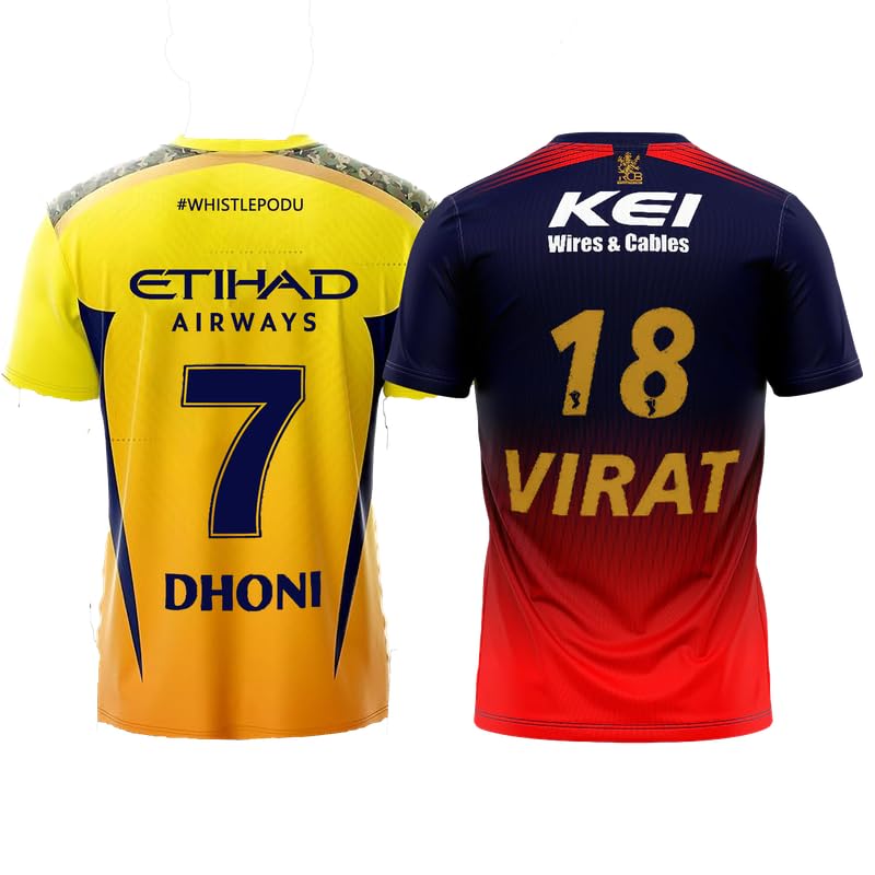 Raavi colors Men’s IPL 2025 Jerseys – RCB & CSK Fan T-Shirts