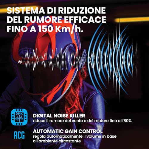 Midland - Interfono Moto Bluetooth BTX2 Pro S Singolo, Auricolari Casco Impermeabili IPX6, Doppio Processore Bt, 800 M, 4 Coppie, Batteria 23H, Cancellazione Rumore, Audio Hi-Fi, Universal Intercom - 5