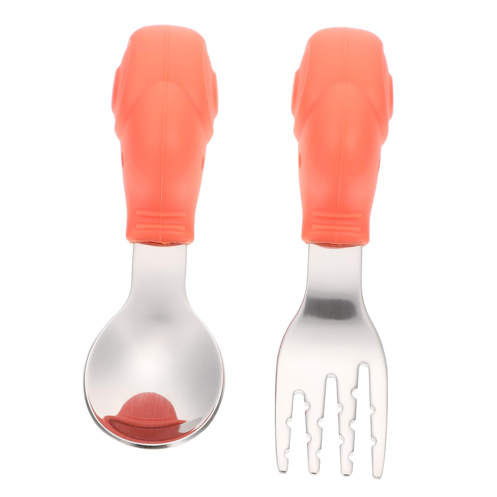 Yardwe 1 Set Tableware Set Safe Stainless Steel Fork Spoon for Boy Girl for Developing Grasp Skills Hand Eye Coordination Utensils Random Color