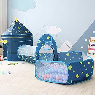 OldPAPA Kids Play Tent Tunnel, 3 in 1 Castle Tent Pop Up Crawl Tunnel Ball Pool (Not Include Ball) Indoor Portable Playhouse for Baby Toddlers Children