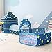 OldPAPA Tienda de Campaña Infantil, Tienda del Castillo Túnel de rastreo emergente y Piscina de Bolas 3 en 1Juego de Casa de Juegos Interior Plegable Ideal para Bebés Niños Pequeños(Azul)
