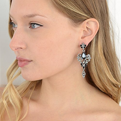 Mariell Vintage Black and Grey Crystal & CZ Chandelier Dangle Earrings for Fashion, Prom, Bridesmaids2