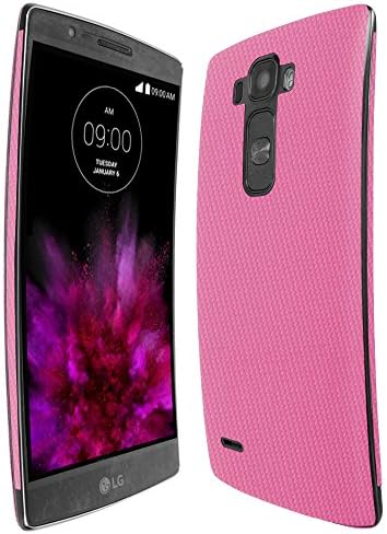 Skinomi Pink Carbon Fiber Full Body Skin Compatible with LG G Flex 2 (Full Coverage) TechSkin with Anti-Bubble Clear Film Screen Protector