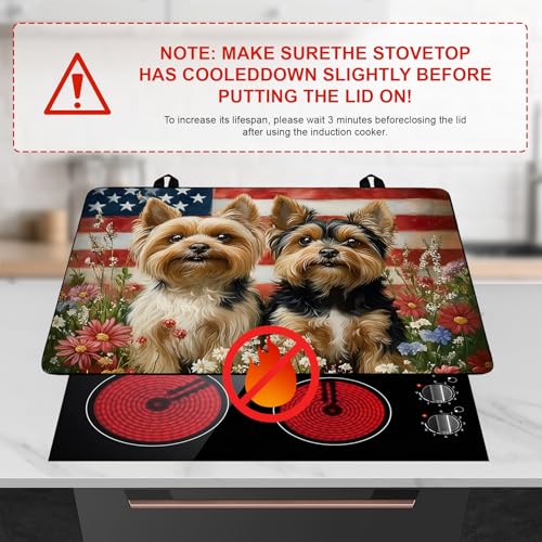 Image of Patriotic Stove Top Cover, Heat Resistant Electric Stove Protector Mat, Large Diatomite Kitchen Counter Mat, Independence Day Decor American Flag Kitchen Accessory (dog-1, 28x20 Inch)