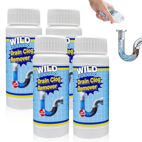 4PCS Wild Tornado Pipe Dredge Sink and Drain Cleaner Powder Fast Clog Remover for Kitchen and Sink