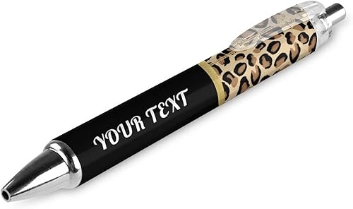 Bolígrafos personalizados con estampado de leopardo vintage con punta de lápiz capacitivo, bolígrafos grabados personalizados con nombre y logotipo