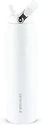 Stanley - Garrafa de Água IceFlow Flip Straw, Canudo Integrado, Abertura Grande, Aço Inoxidável Leve, 1,1 L, Frost