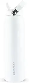 Stanley - Garrafa de Água IceFlow Flip Straw, Canudo Integrado, Abertura Grande, Aço Inoxidável Leve, 1,1 L, Frost