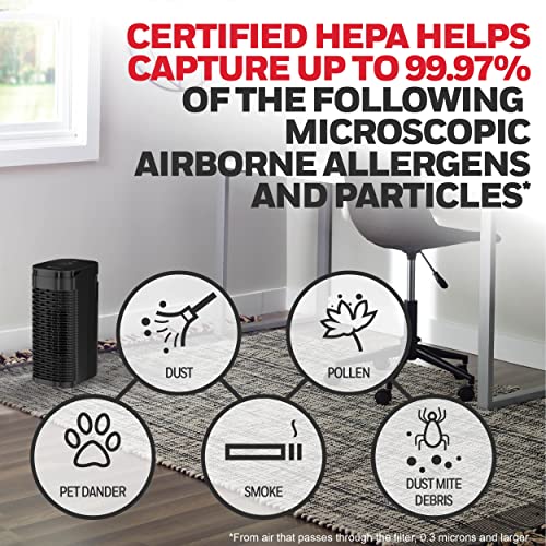 Image of Honeywell HPA075B Allergen Plus Series Compact HEPA Air Purifier Tower, Medium Room (100 sq ft), Black
