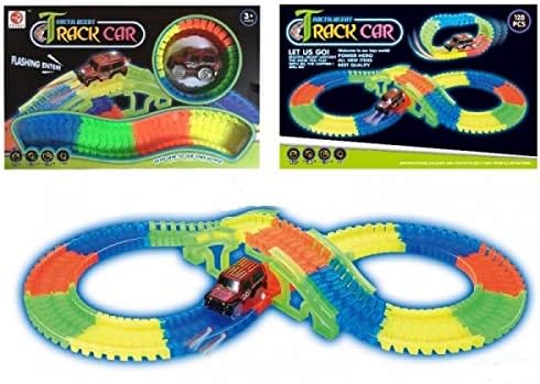 Kids Magic Tracks 128 Pieces Glow In The Dark NOCTILUCENT TRACK CAR - 7203