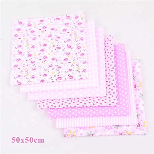 CHYU 7 Stück Baumwollstoff meterware Stoffpakete Patchwork Baumwolle Baumwollstoff Meterware je 50 x 50 cm DIY Handgefertigte Nähen Stoff (Pink)