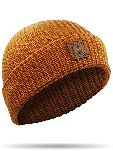 Preisvergleich Produktbild Hanse-Troyer: Strickmütze / Seemannsmütze - 100% Merino Wolle Schurwolle Hochwertige, sehr edle Strick Mütze riecht Nicht, kratzt Nicht, wärmt und isoliert. (Gelb (Limited))