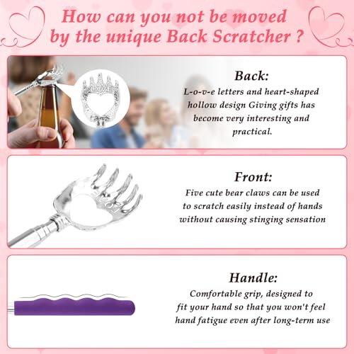 HOFASON 6 Pack Love Back Scratcher, Stocking Stuffers for Women Men Adults, Christmas Birthday Gifts for Mom Dad Wife Husband, White Elephant Gifts, Prizes for Adults Extendable Bulk Back Massager