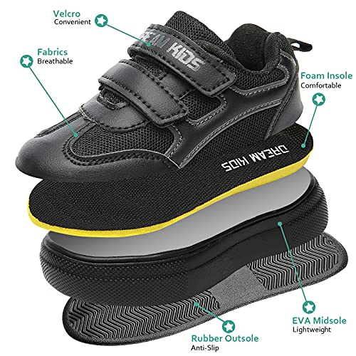 Dream Kids Boys & Girls Toddler Slip On Sneakers Adjustable Strap Running Walking Sports Shoes For Kids All Black Us Size 9.5, 9.5 Toddler #TOP2