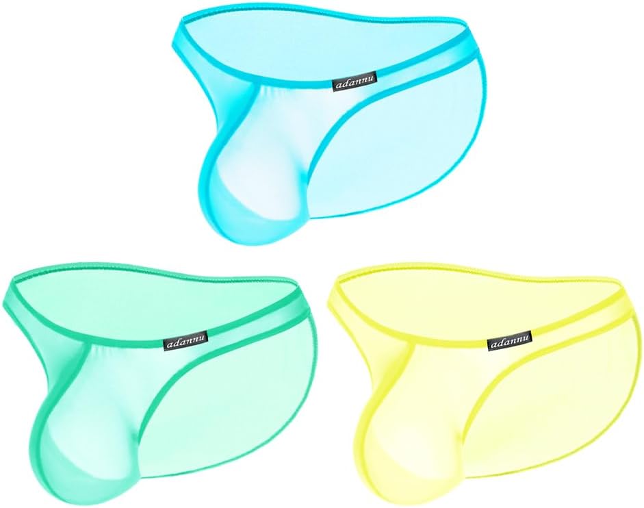 Gogobear Men's Briefs Ultra-thin Transparent Bulge Pouch Underwear Sexy Low Rise Breathable Panties