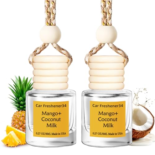 Image of Hanging Car Air Freshener, Long Lasting Essential Oil Diffuser, Non-Toxic New Car Scent, Cute Car Fresheners for Women, 2 Pack Made in USA