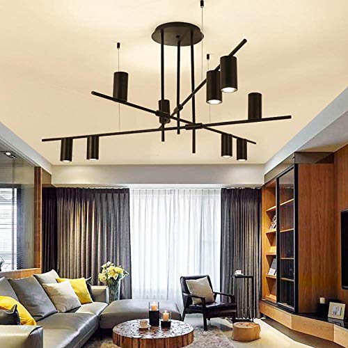 Bweele Personnalité créative minimaliste salle à manger à trois têtes lustre moderne minimaliste design léger luxe table à manger bar long lustre-lumière chaude_9 têtes toutes noires