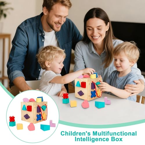 ベビー用 形状分類おもちゃ, 17穴 木製 教育 並べ替え ゲーム, 色彩認識学習おもちゃ, 子供向け 男の子 女の子 幼稚園 保育園 教室 学校 旅行 グループ活動 誕生日 小学生