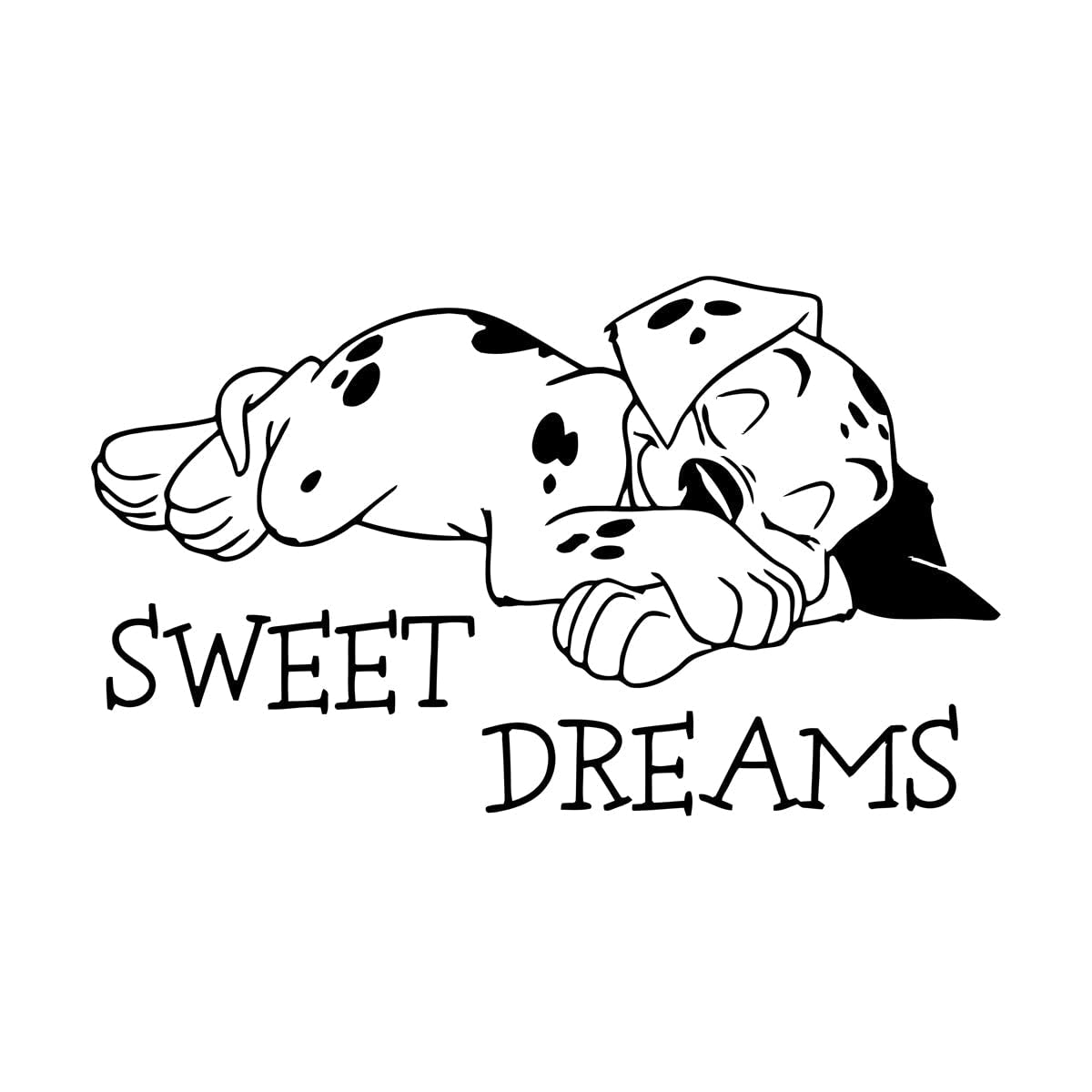 Lzhouting Wall Stickers 1178 Dalmatian Sweet Dreams Wall Decal Vinyl Sticker Cute Puppy Dog Dalmatians Wall Sticker Kids Room Home Interior Decor Poster Small - 34X57cm
