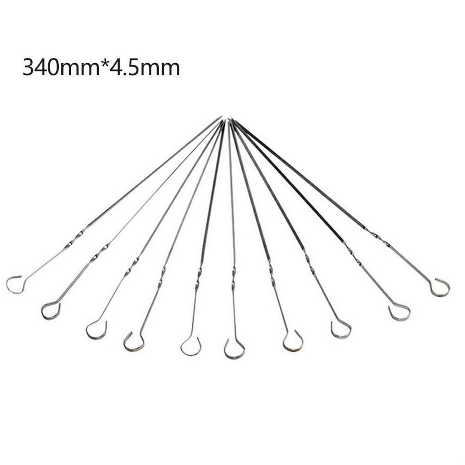 Brochetas para Kebab, Brochetas de Kebab, 10 Uds., Aguja for Asar con Pasador Plano, Barbacoa Acero Inoxidable 38cm