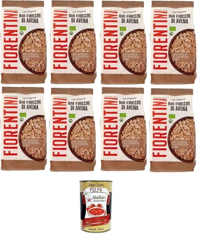 Fiorentini Fiocchi di Avena, Fonte di proteine ad alto uto contendi fibra de avena, fuente de proteínas con alto contenido de fibra 8 x 500 g + polpa italiana gourmet 400 g