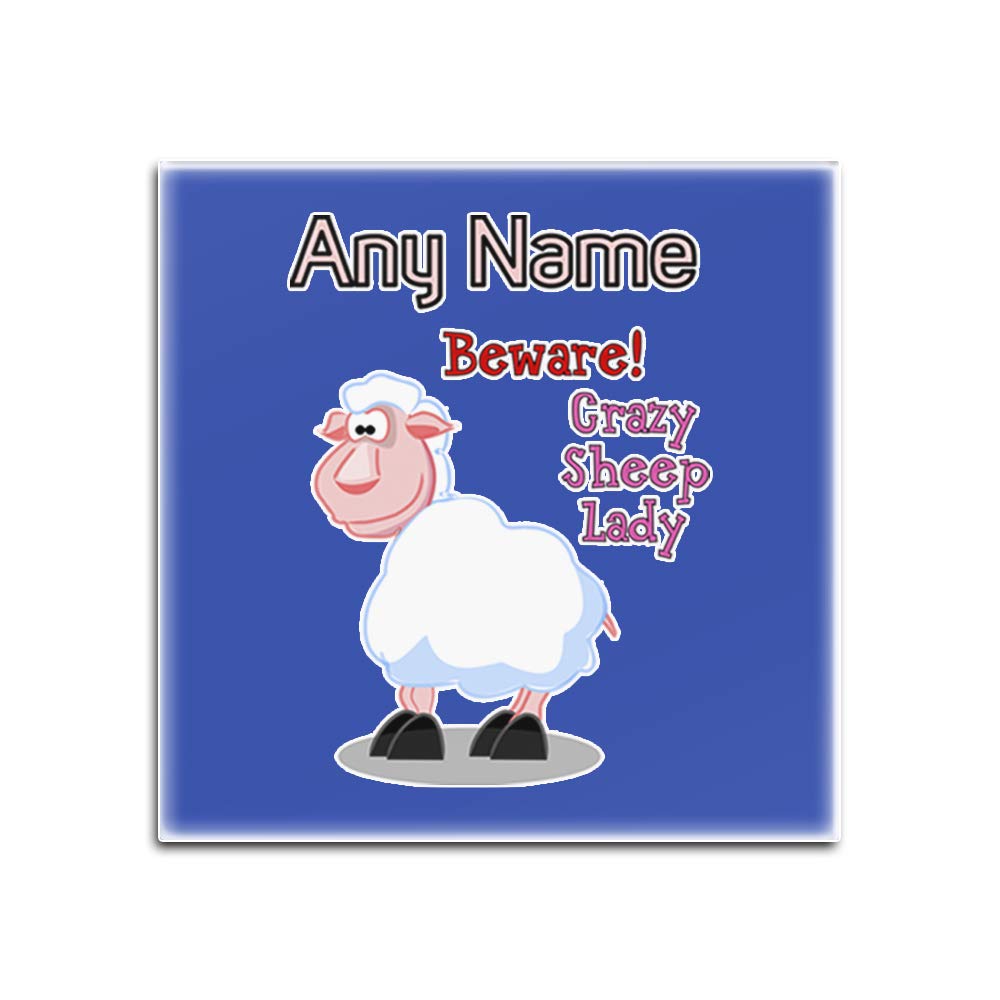 Dessous-de-verre en verre Crazy Sheep Lady blancs et carrés pour table basse chic