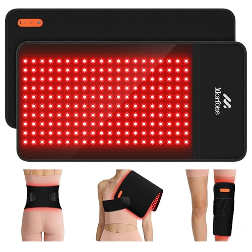 Morfone Cordless Red Light Pad 24 x 12 Large Size Portable Infrared Light Belt for Body with Controller/Timer (660nm & 850nm) for Legs Back Waist Shoulders