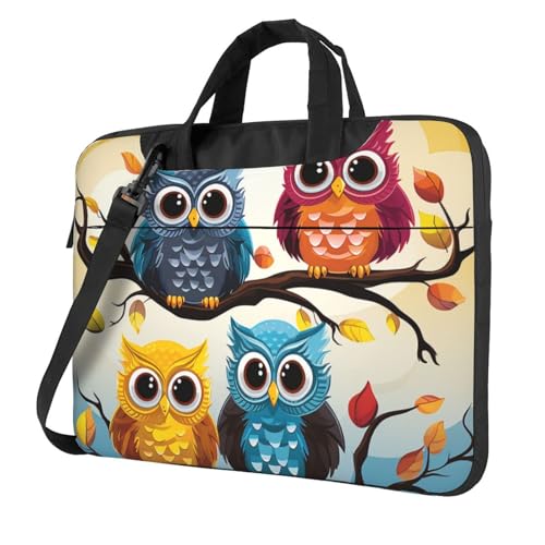 Housse antichoc pour ordinateur portable sacoche bandoulière motif hiboux
