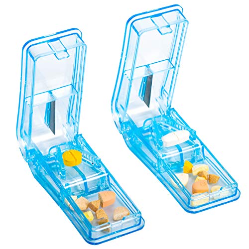 Pill Cutter for Small or Large Pills, Sharp Pill Splitter Cleanly Split Tablets into Half or Quarter, Medicine Tablet Cutter, Medication Vitamin Divider Cutting Pills(2 Pack)