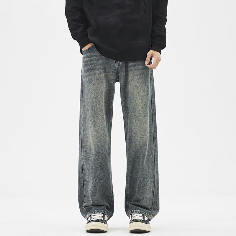 Men's Spring and Autumn Japanese Style Loose Straight-Leg Wide-Leg Casual Jeans2